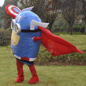 Traje de mascote BIGGYMONKEY™ Minion - Capitão América - Mascotes pessoas famosas - BIGGYMONKEY_017485 - BiggyMonkey.com