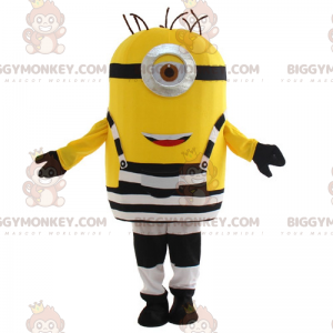 BIGGYMONKEY™ Minion Mascot Costume In Prisoner Outfit - Smiling