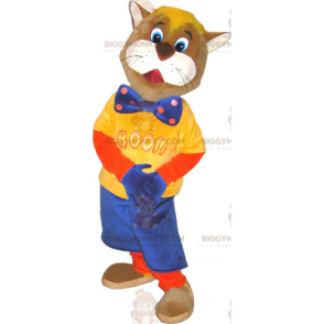 Traje de mascote BIGGYMONKEY™ Mr. Cat com gravata borboleta –