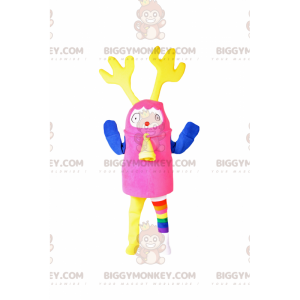 Multicolor BIGGYMONKEY™ Mascot Costume with Reindeer Ears -