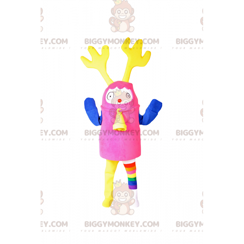 Wielokolorowy kostium maskotki BIGGYMONKEY™ z uszami renifera - Wielokolorowy kostium maskotki BIGGYMONKEY™ z uszami renifera -