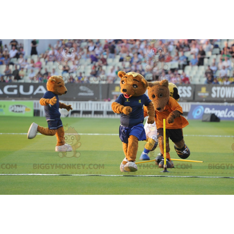 BIGGYMONKEY™ Maskotdräkt Brun Björn Blå Sportkläder - BIGGYMONKEY™ Maskotdräkt Brun Björn Blå Sportkläder -