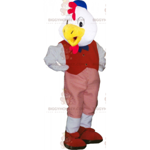 BIGGYMONKEY™ Costume da mascotte uccello bianco con abito rosso