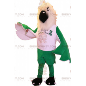 Disfraz de mascota de pájaro blanco y alas verdes de BIGGYMONKEY™ - Mascota del pájaro - BIGGYMONKEY_017516 - BiggyMonkey.com