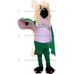 Disfraz de mascota de pájaro blanco y alas verdes de BIGGYMONKEY™ - Mascota del pájaro - BIGGYMONKEY_017516 - BiggyMonkey.com