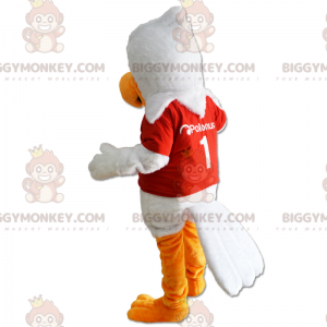 BIGGYMONKEY™ White Bird & Red Jersey Mascot Costume -