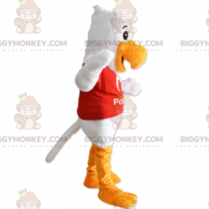 BIGGYMONKEY™ White Bird & Red Jersey Mascot Costume –