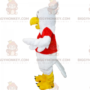 BIGGYMONKEY™ White Bird & Red Jersey Mascot Costume –