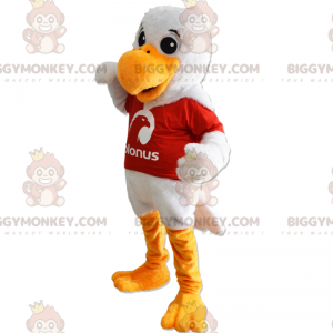 BIGGYMONKEY™ White Bird & Red Jersey Mascot Costume –