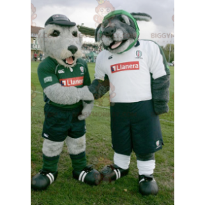 2 BIGGYMONKEY™s mascot of gray dogs in sportswear –