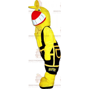BIGGYMONKEY™ Gelbes Vogel-Maskottchen-Kostüm mit schwarzem