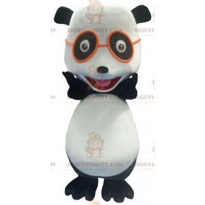 Black and White Panda BIGGYMONKEY™ Mascot Costume with Glasses