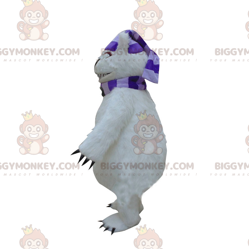 Traje de mascote de urso branco BIGGYMONKEY™ com cachecol e