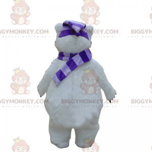 Disfraz de mascota de oso blanco BIGGYMONKEY™ con bufanda y