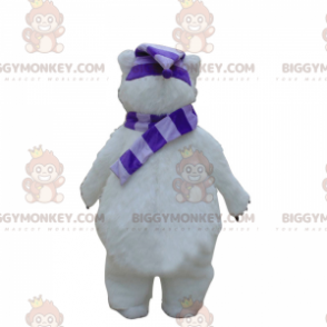 BIGGYMONKEY™ Costume da mascotte da orso bianco con sciarpa e