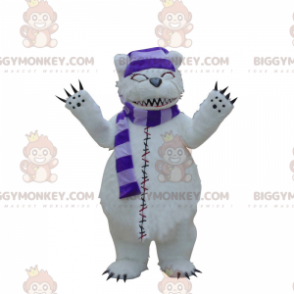 BIGGYMONKEY™ Costume da mascotte da orso bianco con sciarpa e