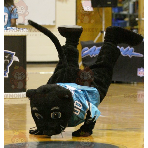 Black Panther BIGGYMONKEY™ Mascot Costume with Blue Shirt -