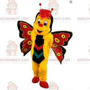 BIGGYMONKEY™ Costume mascotte farfalla gialla e rossa -
