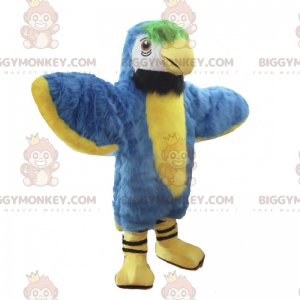 BIGGYMONKEY™ blå og gul papegøje maskot kostume -