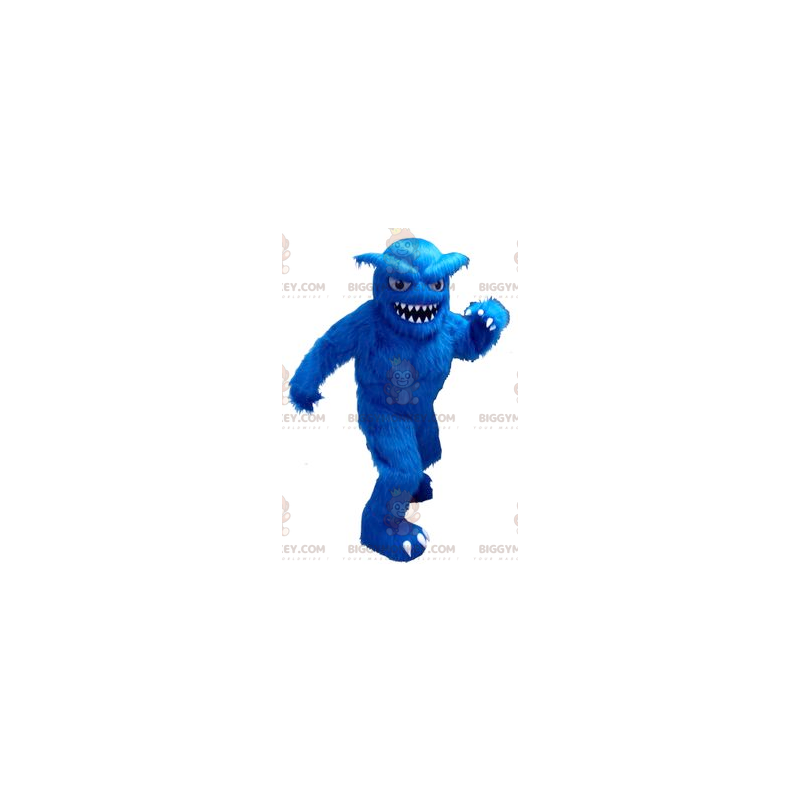 Disfraz de mascota BIGGYMONKEY™ Yeti azul peludo con dientes Disfraz de mascota BIGGYMONKEY™ Yeti azul peludo con dientes