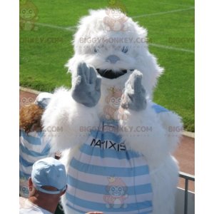 BIGGYMONKEY™ Costume mascotte Yeti bianco e blu tutto peloso -