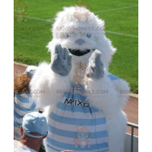 Κοστούμι μασκότ BIGGYMONKEY™ All Furry White & Blue Yeti -