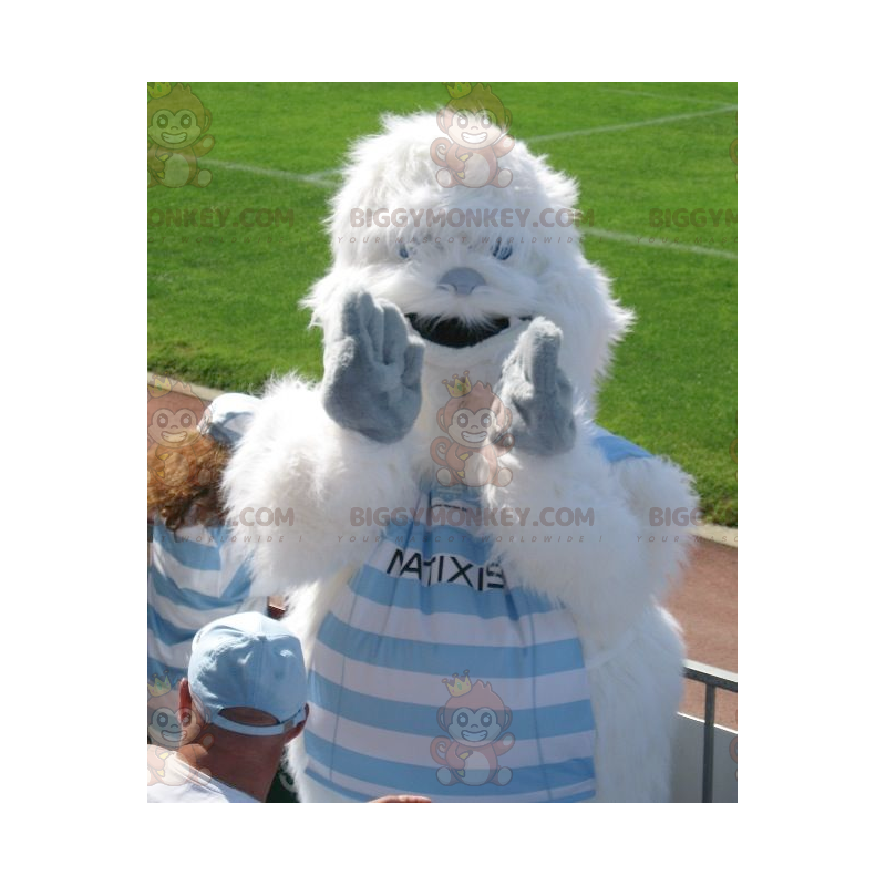 BIGGYMONKEY™ All Furry White & Blue Yeti Mascot Costume -