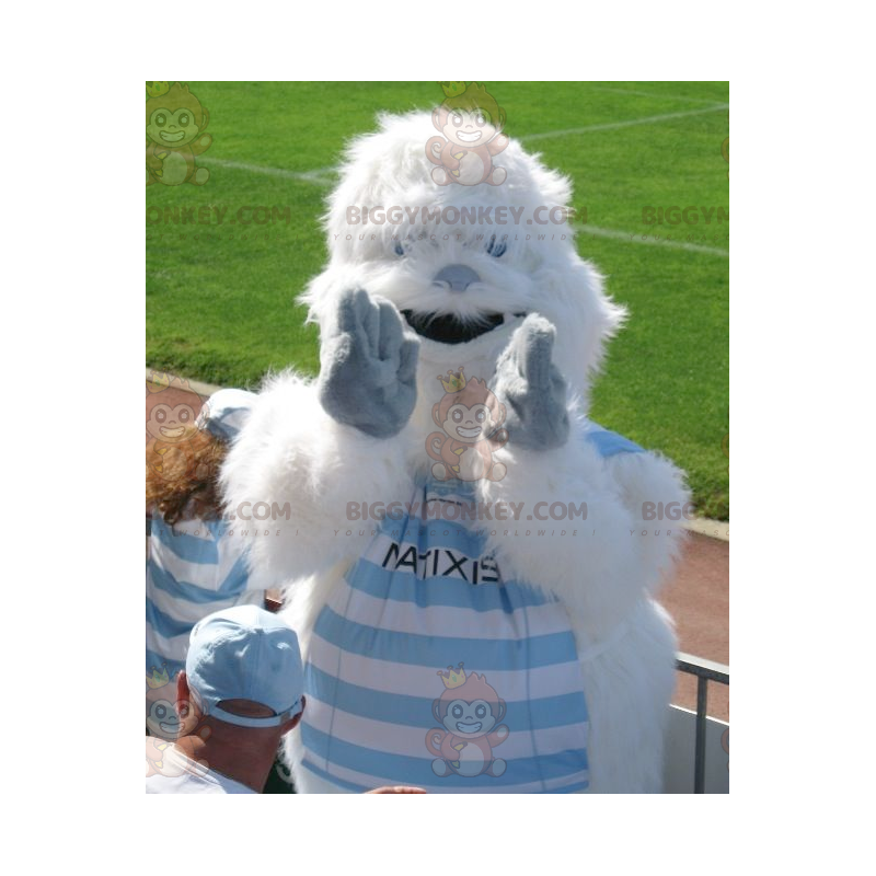 BIGGYMONKEY™ Disfraz de mascota Yeti blanco y azul todo peludo BIGGYMONKEY™ Disfraz de mascota Yeti blanco y azul todo peludo
