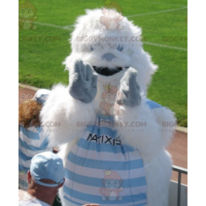 BIGGYMONKEY™ All Furry White & Blue Yeti Mascot Costume -