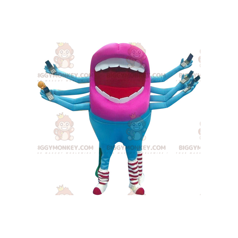 Alien Blue and Pink Mouth BIGGYMONKEY™ Mascot Costume -