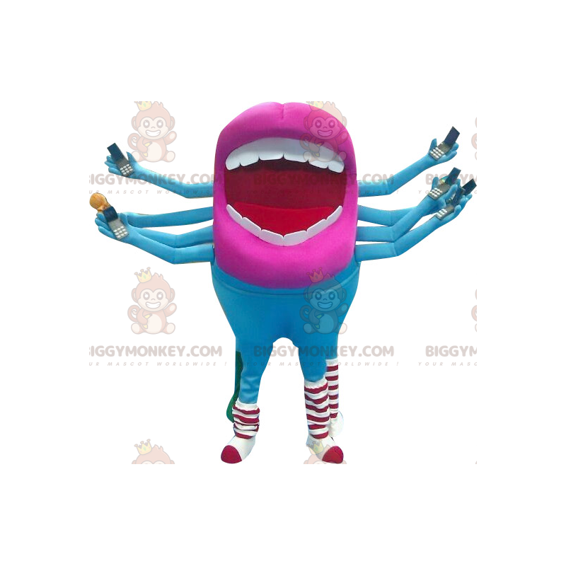 Alien blå och rosa mun BIGGYMONKEY™ maskotdräkt - Monster maskot - BIGGYMONKEY_0213 - BiggyMonkey.com