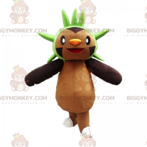 Brązowy kostium maskotki postaci BIGGYMONKEY™ z zieloną koroną