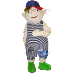 BIGGYMONKEY™ Little Boy In Overalls Mascot Costume -