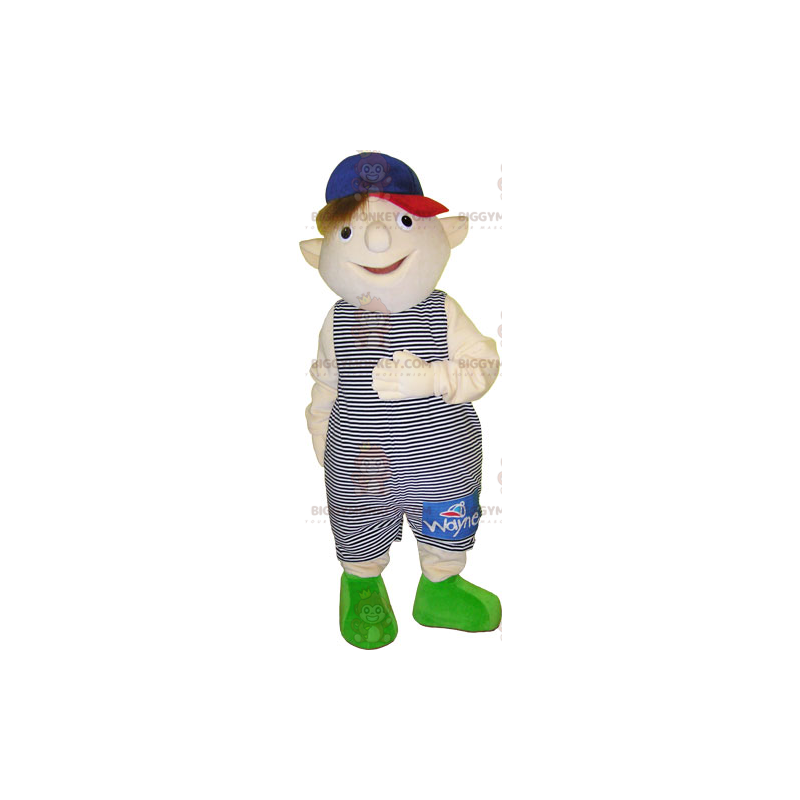 BIGGYMONKEY™ Little Boy In Overalls Mascot Costume -