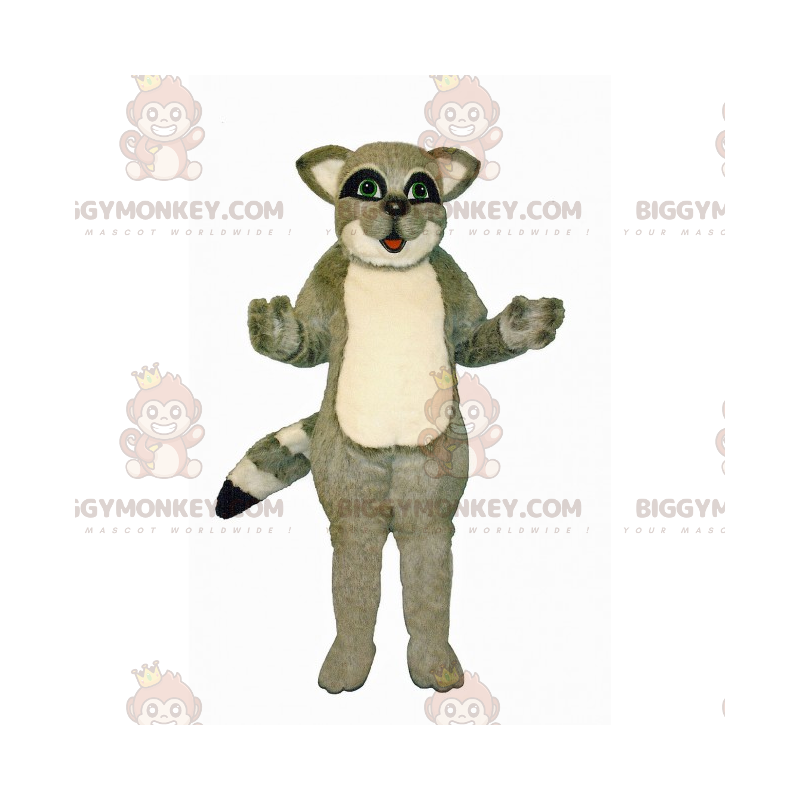 Traje de mascote de guaxinim cinza pequeno BIGGYMONKEY™ –