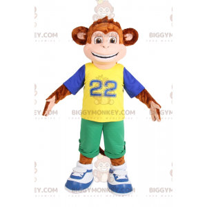 BIGGYMONKEY™ Disfraz de mascota mono sonriente con bermudas