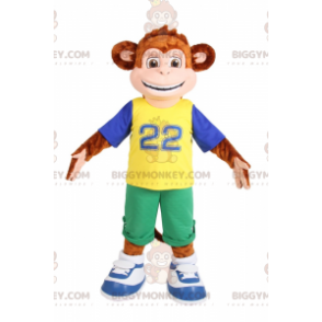 BIGGYMONKEY™ Little Smiling Monkey Mascot Costume In Green