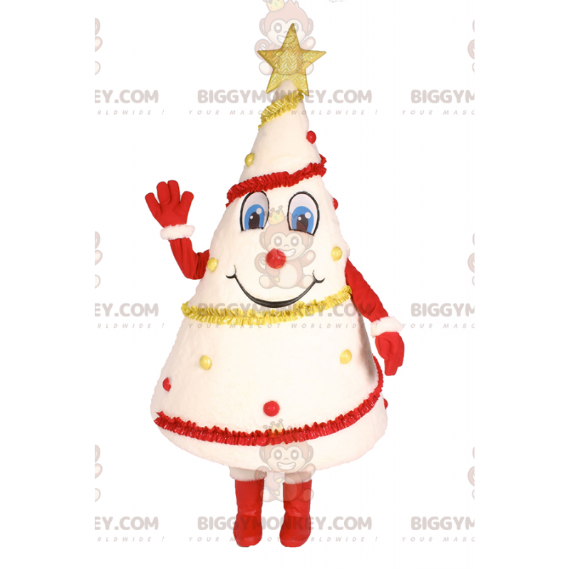 Traje de mascote de árvore de Natal branco BIGGYMONKEY™ –