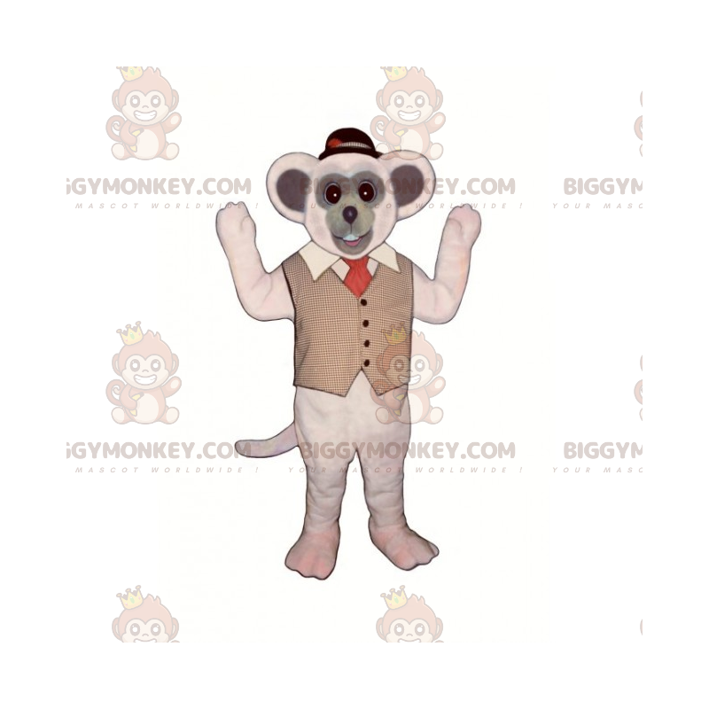 Costume da mascotte topo BIGGYMONKEY™ con giacca e cappello Costume da mascotte topo BIGGYMONKEY™ con giacca e cappello