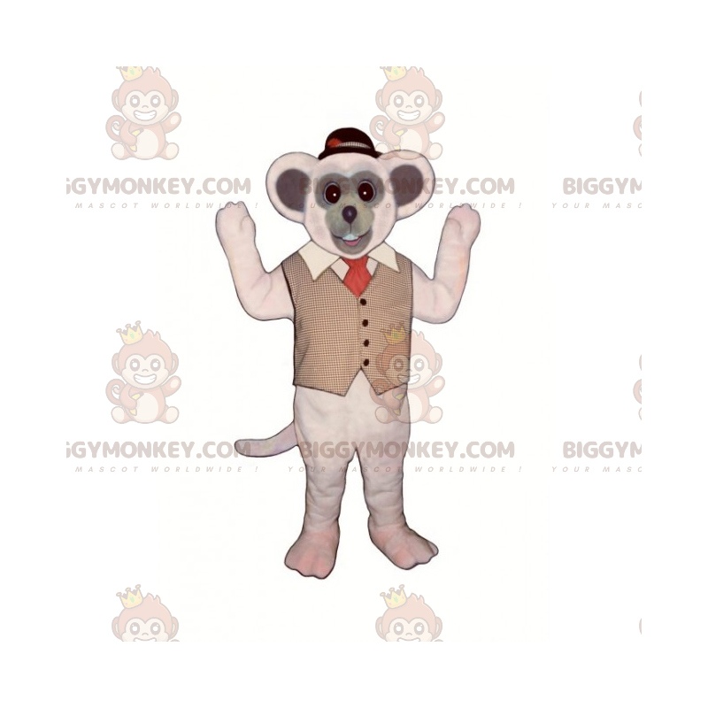 Fato de mascote de rato BIGGYMONKEY™ com casaco e chapéu