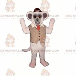 BIGGYMONKEY™ Maus-Maskottchen-Kostüm mit Jacke und rundem Hut -