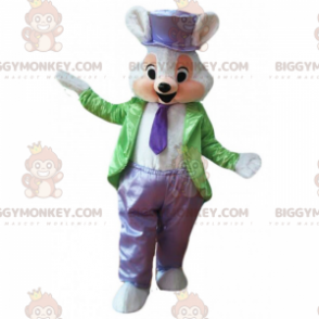 Kostium maskotki myszy BIGGYMONKEY™ w zielono-fioletowym stroju