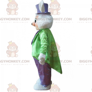 BIGGYMONKEY™ mouse mascot costume in green and purple magician