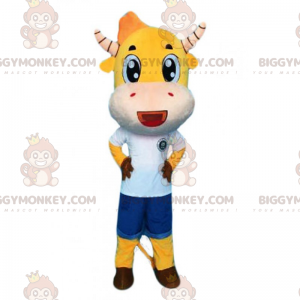 Costume de mascotte BIGGYMONKEY™ vachette jaune et cornes