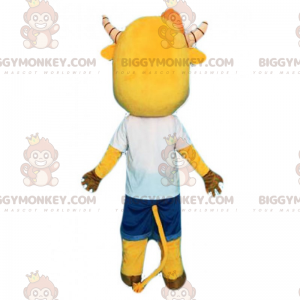Costume de mascotte BIGGYMONKEY™ vachette jaune et cornes