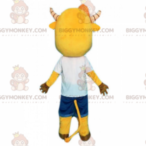 Costume de mascotte BIGGYMONKEY™ vachette jaune et cornes