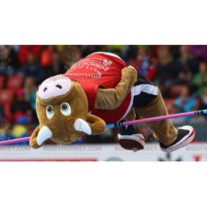 Kostým maskota hnědé krávy BIGGYMONKEY™ ve sportovním oblečení