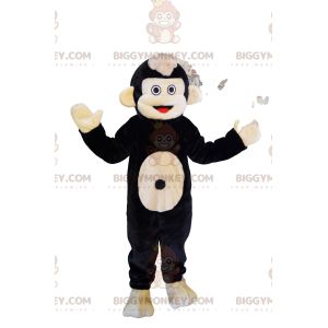 BIGGYMONKEY™ mascottekostuum van zeer vrolijke zwart-beige Marmoset. zijdeaapje kostuum