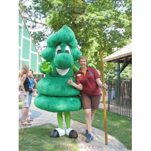 Traje de mascote de árvore de boneco de neve verde gigante