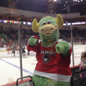 Costume da mascotte gigante della mucca drago verde e gialla